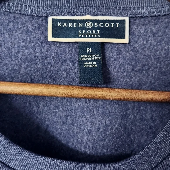 Classic Dusty Blue Long Sleeve Sweatshirt | Karen Scott Sport | PL - Picture 5 of 8